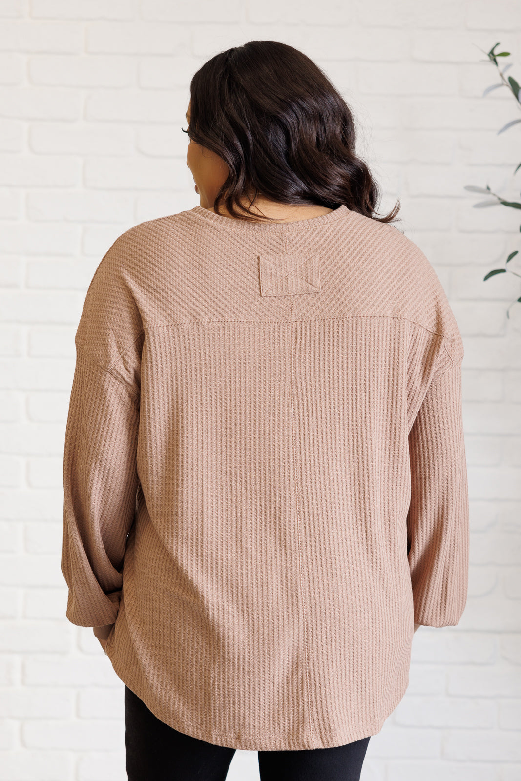 Good Things Are Coming V-Neck Top in Coffee-110 Long Sleeve Tops-Inspired by Justeen-Women's Clothing Boutique