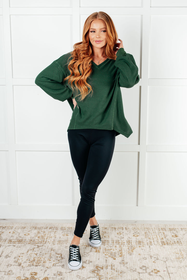 Good Things Are Coming V-Neck Top in Green-110 Long Sleeve Tops-Inspired by Justeen-Women's Clothing Boutique