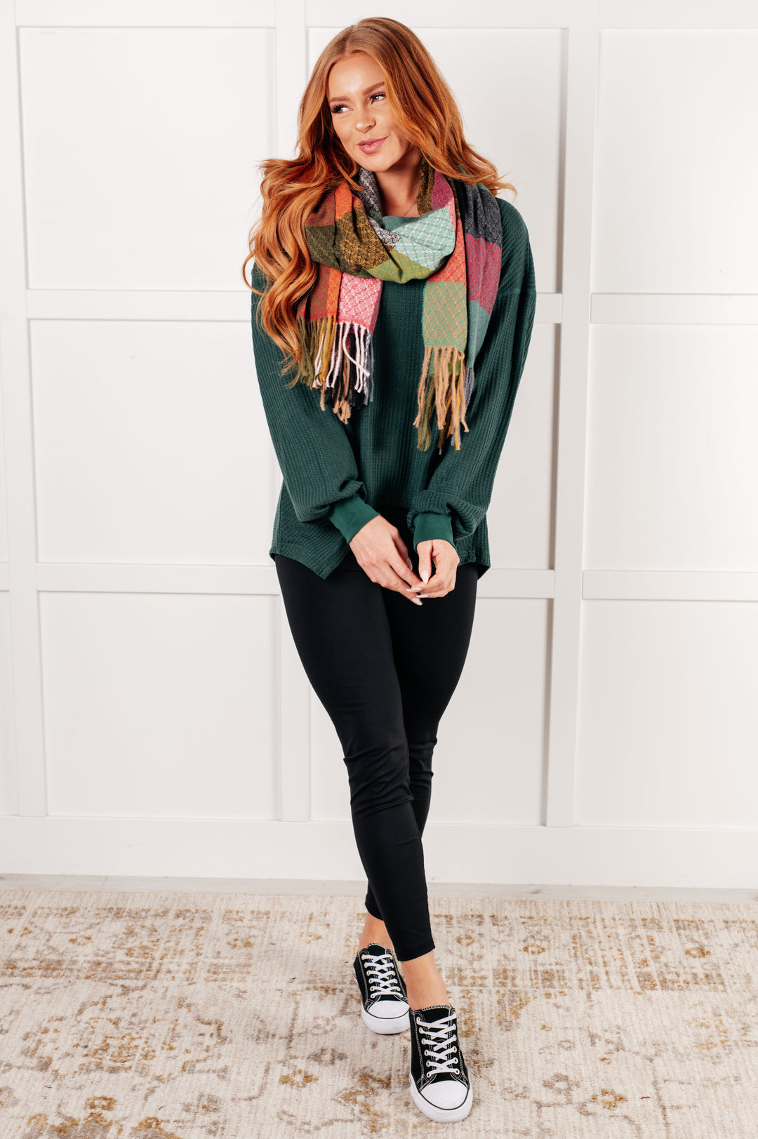 Good Things Are Coming V-Neck Top in Green-110 Long Sleeve Tops-Inspired by Justeen-Women's Clothing Boutique