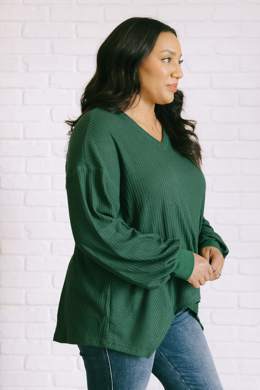 Good Things Are Coming V-Neck Top in Green-110 Long Sleeve Tops-Inspired by Justeen-Women's Clothing Boutique