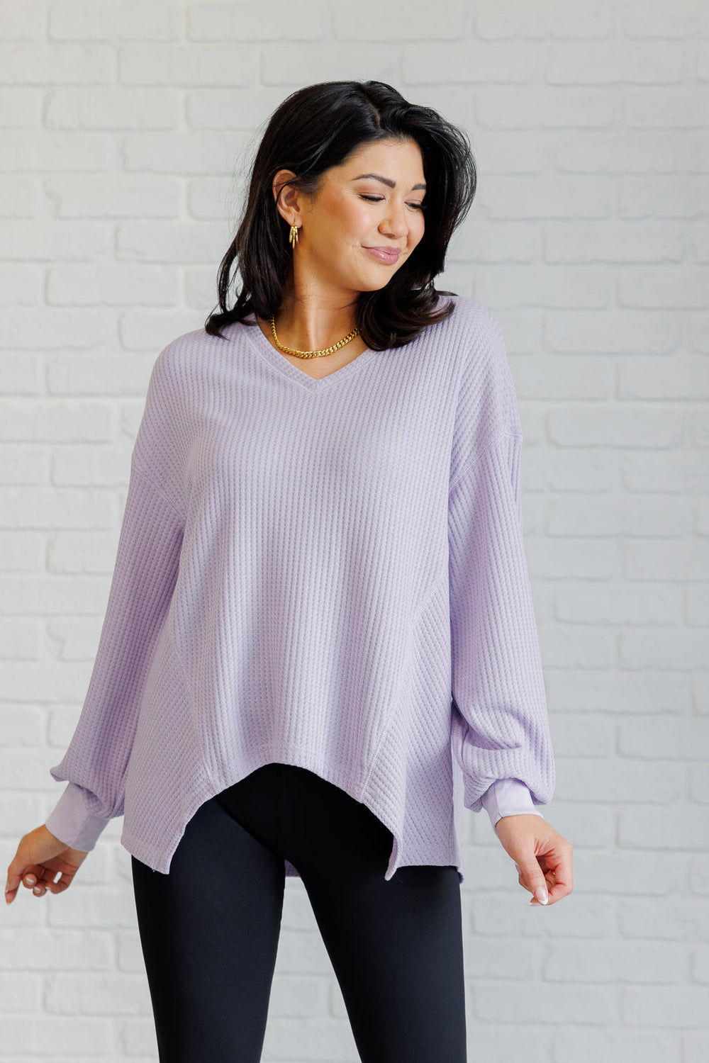 Good Things Are Coming V-Neck Top in Lavender-110 Long Sleeve Tops-Inspired by Justeen-Women's Clothing Boutique