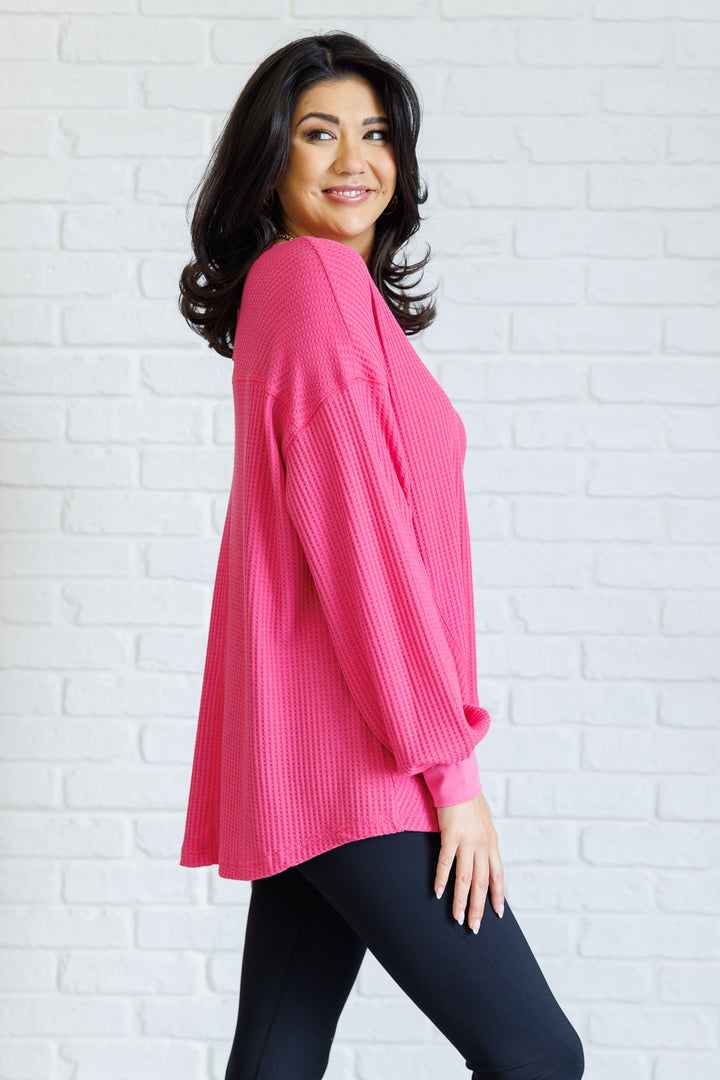 Good Things Are Coming V-Neck Top in Pink-110 Long Sleeve Tops-Inspired by Justeen-Women's Clothing Boutique