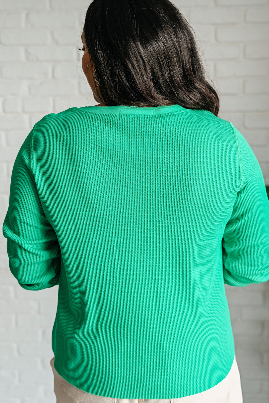 Greensleeves Waffle Knit Henley-110 Long Sleeve Tops-Inspired by Justeen-Women's Clothing Boutique