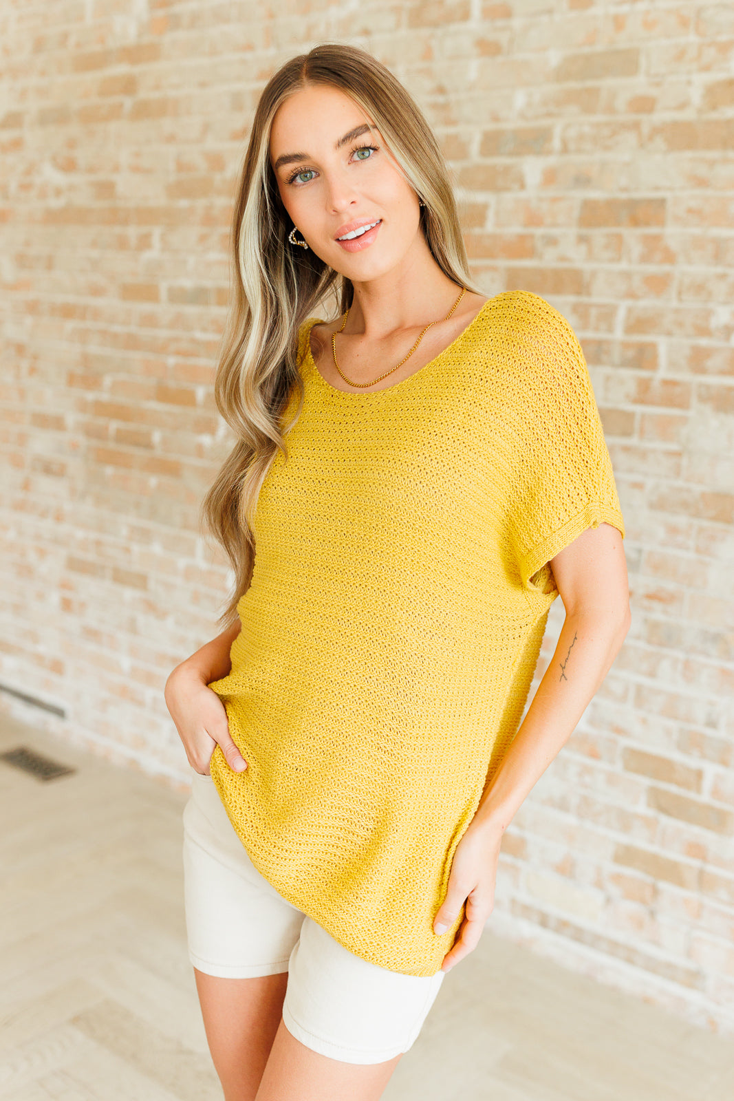 Guess We're Good Knit Top-Short Sleeve Tops-Inspired by Justeen-Women's Clothing Boutique