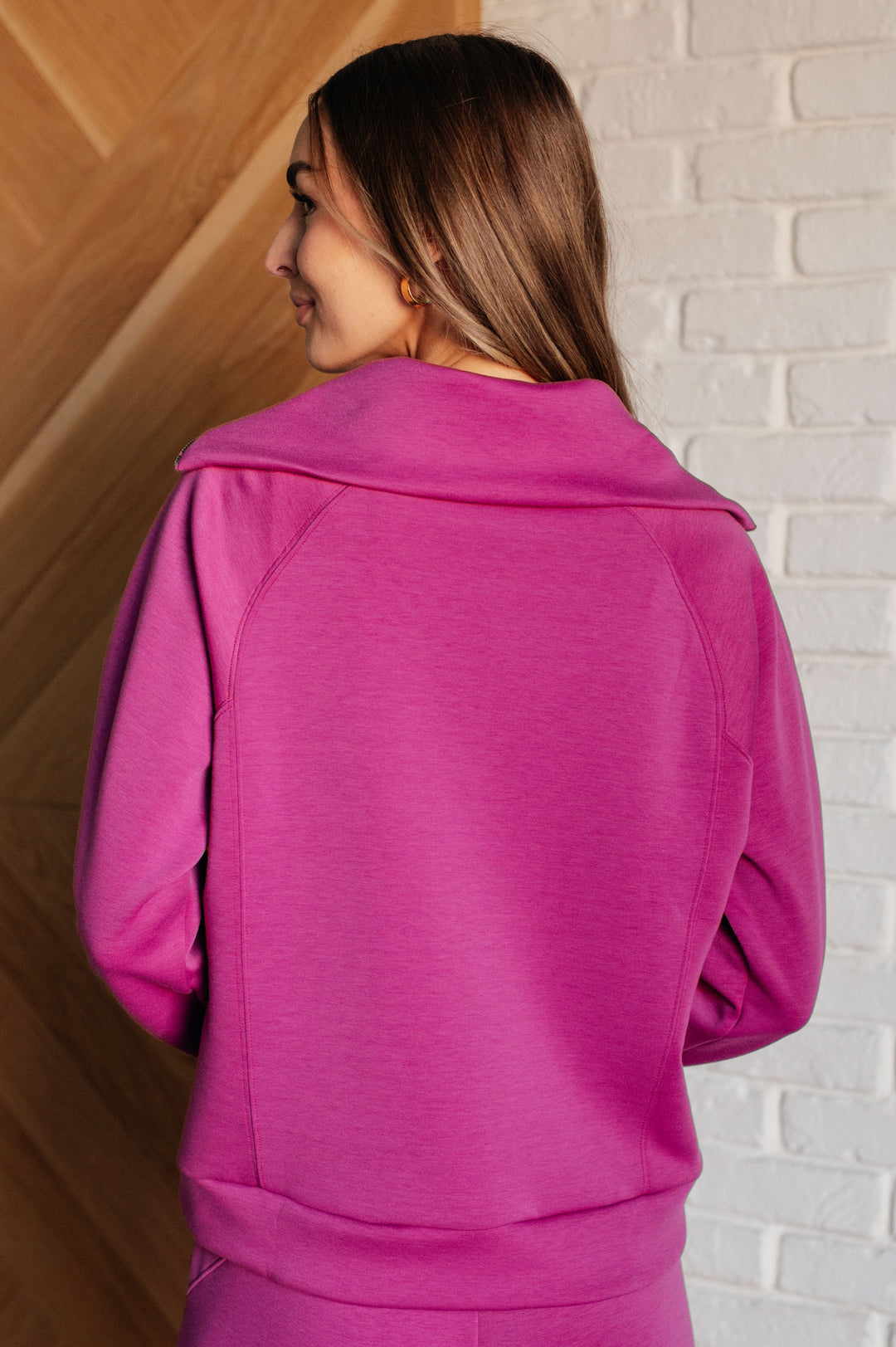 Hamptons Travel Half Zip Pullover in Magenta-Sweaters/Sweatshirts-Inspired by Justeen-Women's Clothing Boutique