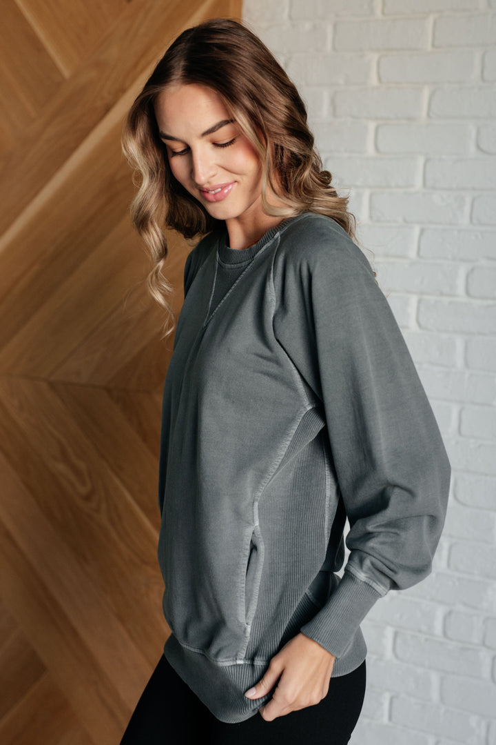 Hands Down Favorite Sweatshirt in Ash Jade-Sweaters/Sweatshirts-Inspired by Justeen-Women's Clothing Boutique