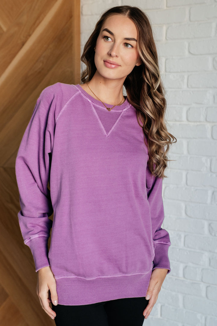 Hands Down Favorite Sweatshirt in Light Plum-Sweaters/Sweatshirts-Inspired by Justeen-Women's Clothing Boutique