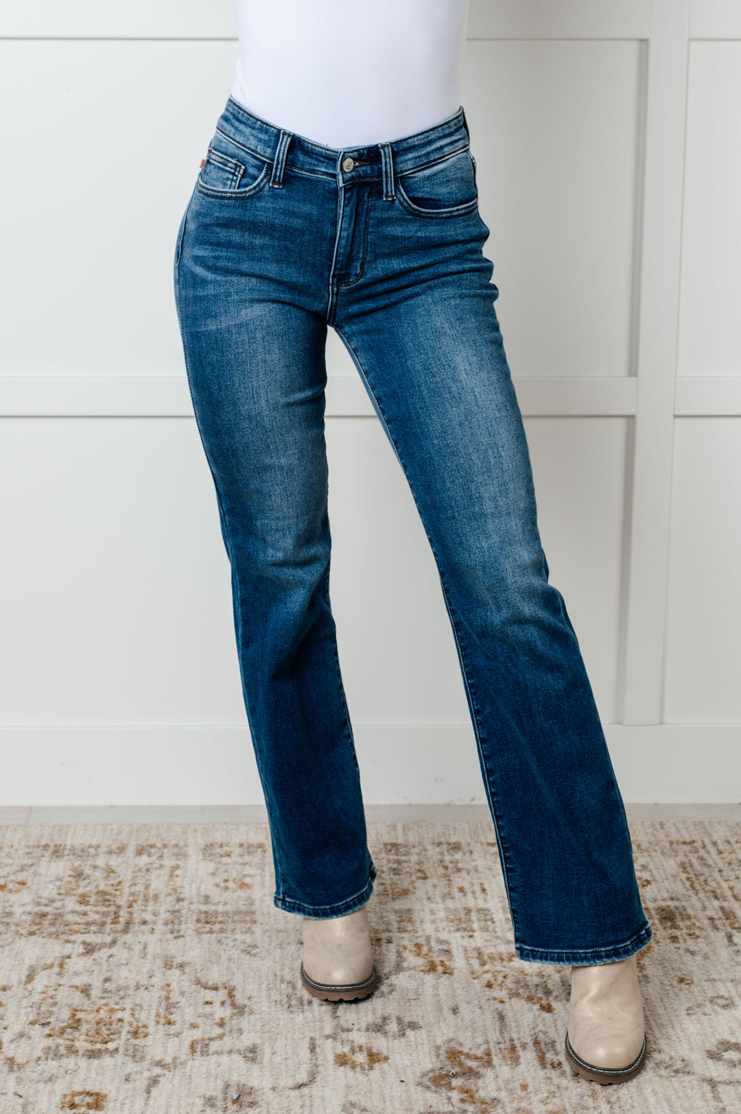 Hannah Mid Rise Thermal Bootcut Jeans-Denim-Inspired by Justeen-Women's Clothing Boutique