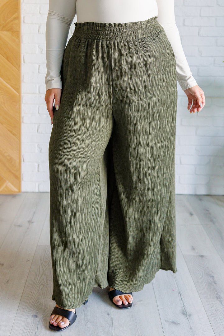 Harmony High Rise Wide Pants in Olive-Pants-Inspired by Justeen-Women's Clothing Boutique