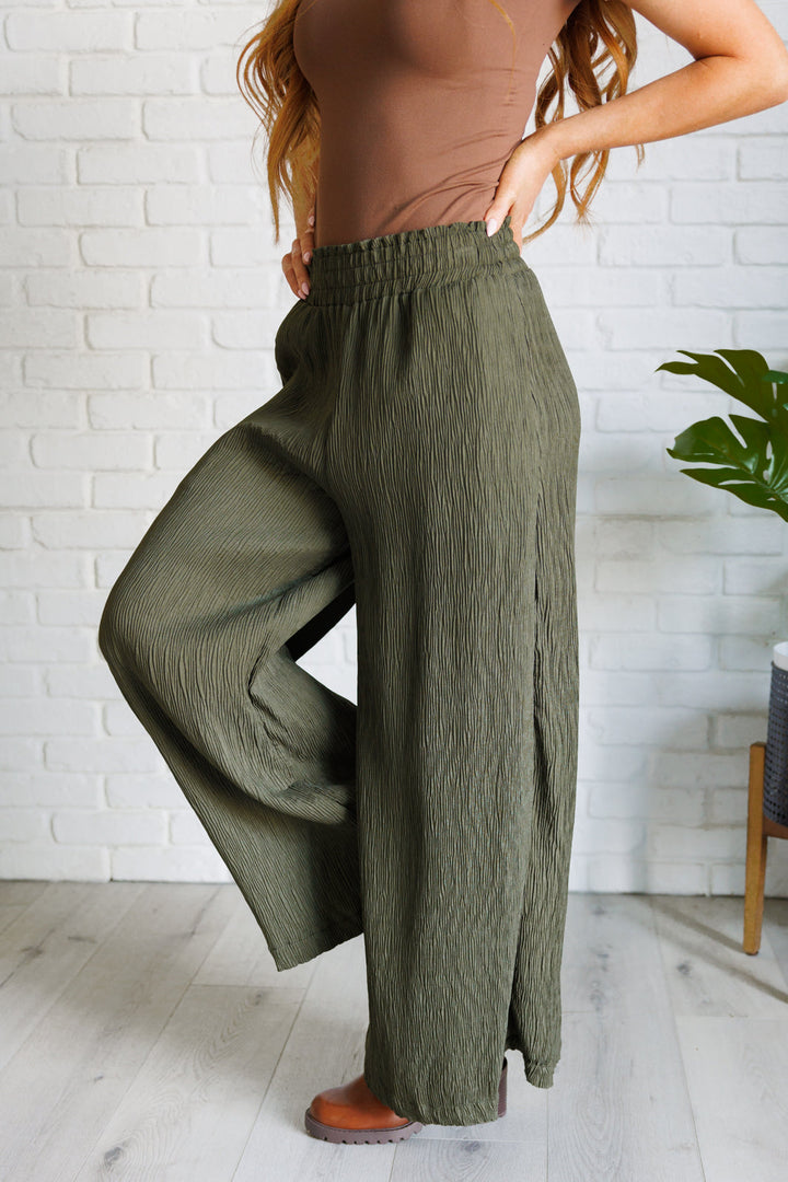 Harmony High Rise Wide Pants in Olive-Pants-Inspired by Justeen-Women's Clothing Boutique