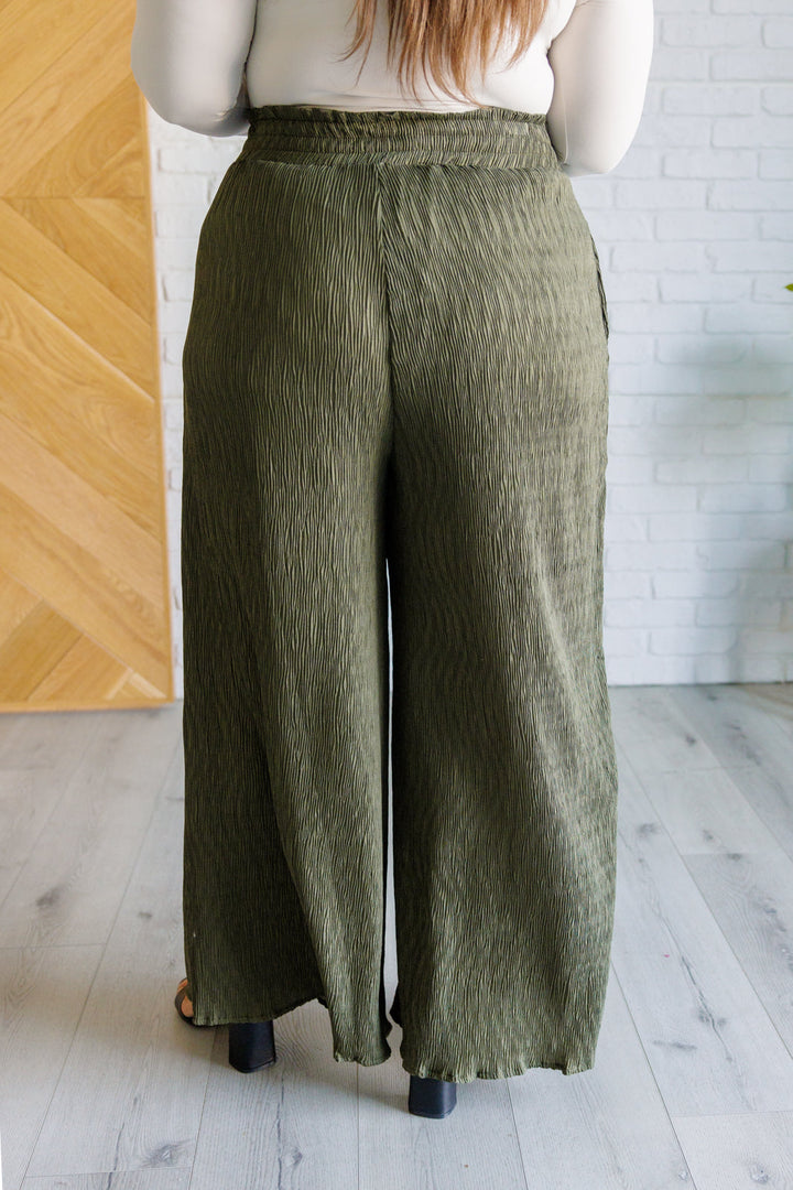 Harmony High Rise Wide Pants in Olive-Pants-Inspired by Justeen-Women's Clothing Boutique