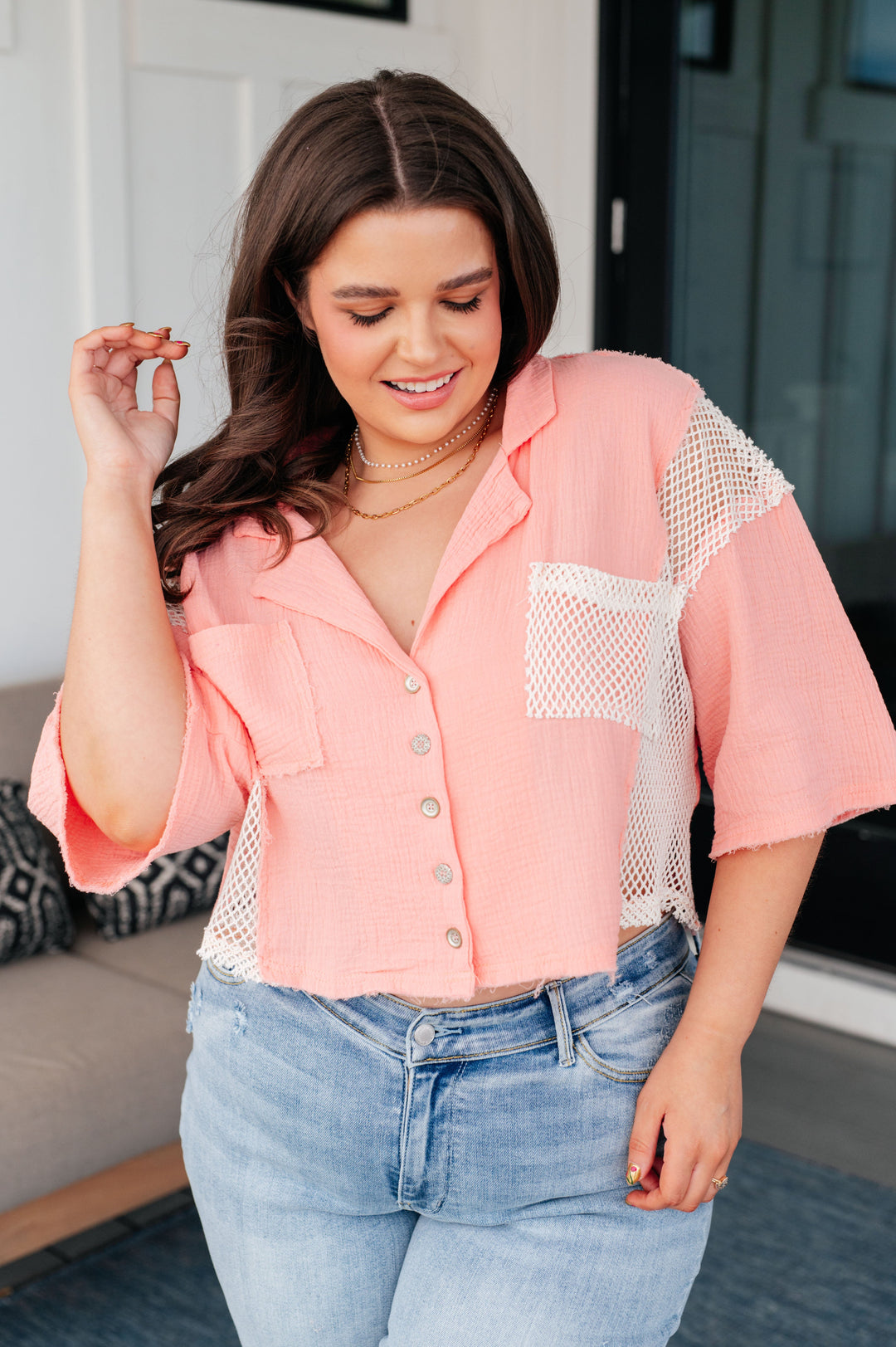 Havana Nights Button Up Top-100 Short Sleeve Tops-Inspired by Justeen-Women's Clothing Boutique in Chicago, Illinois