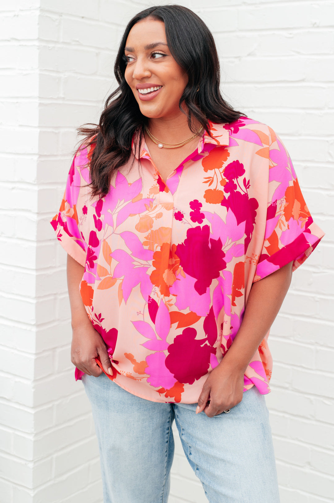 Hazy Cosmic Jive Relaxed Blouse-Short Sleeve Tops-Inspired by Justeen-Women's Clothing Boutique