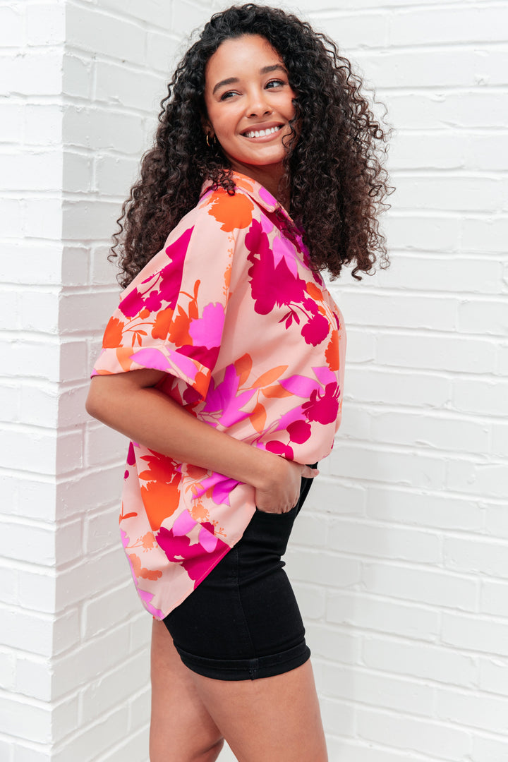 Hazy Cosmic Jive Relaxed Blouse-Short Sleeve Tops-Inspired by Justeen-Women's Clothing Boutique