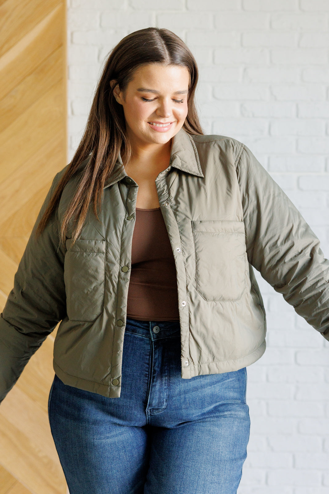 Hear Me Out Lightweight Puffer Jacket in Olive-Outerwear-Inspired by Justeen-Women's Clothing Boutique