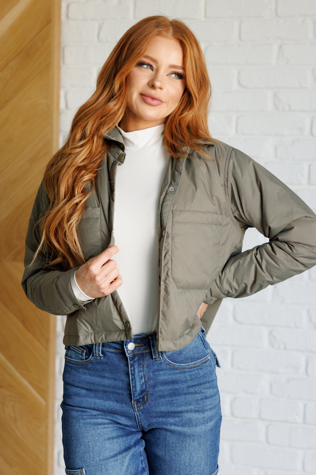 Hear Me Out Lightweight Puffer Jacket in Olive-Outerwear-Inspired by Justeen-Women's Clothing Boutique