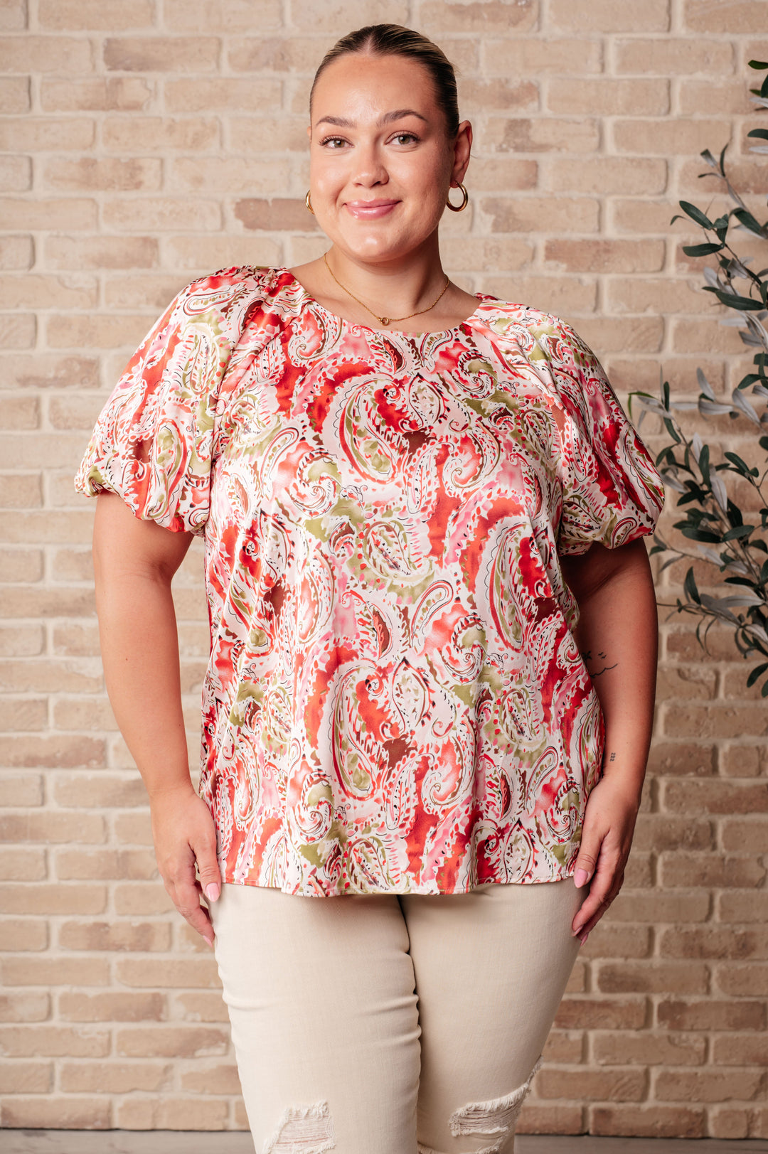 Hello, It's Me Paisley Blouse-Short Sleeve Tops-Inspired by Justeen-Women's Clothing Boutique