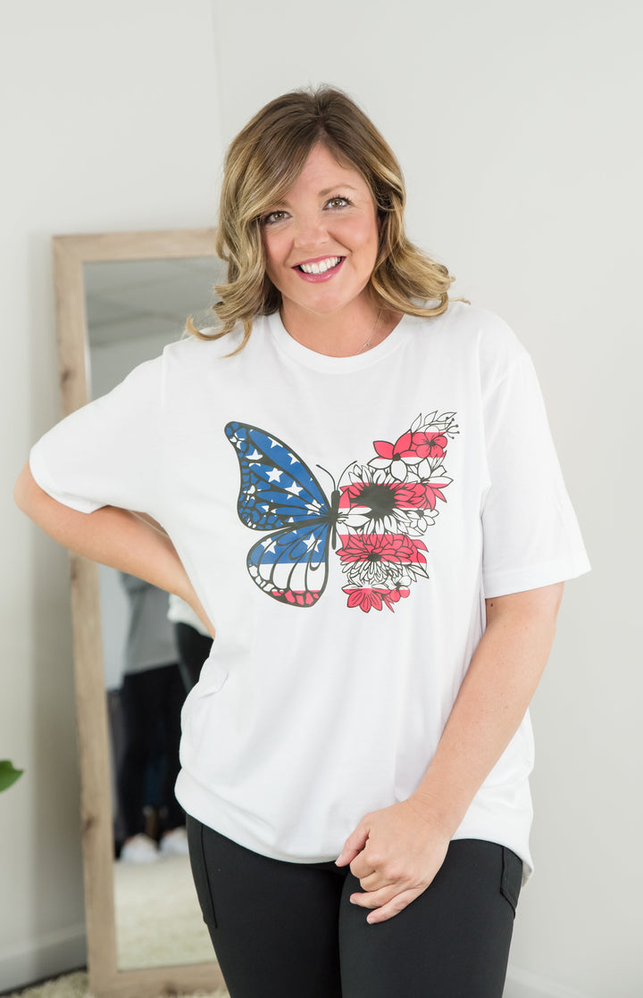 American Butterfly Tee-BT Graphic Tee-Inspired by Justeen-Women's Clothing Boutique