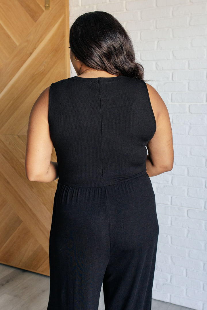 Hilary Wide Leg Jumpsuit in Black-Jumpsuits & Rompers-Inspired by Justeen-Women's Clothing Boutique