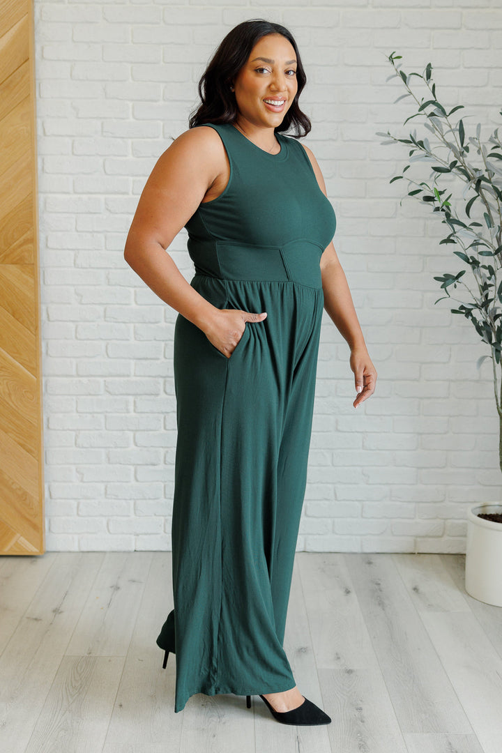 Hilary Wide Leg Jumpsuit in Green-Jumpsuits & Rompers-Inspired by Justeen-Women's Clothing Boutique