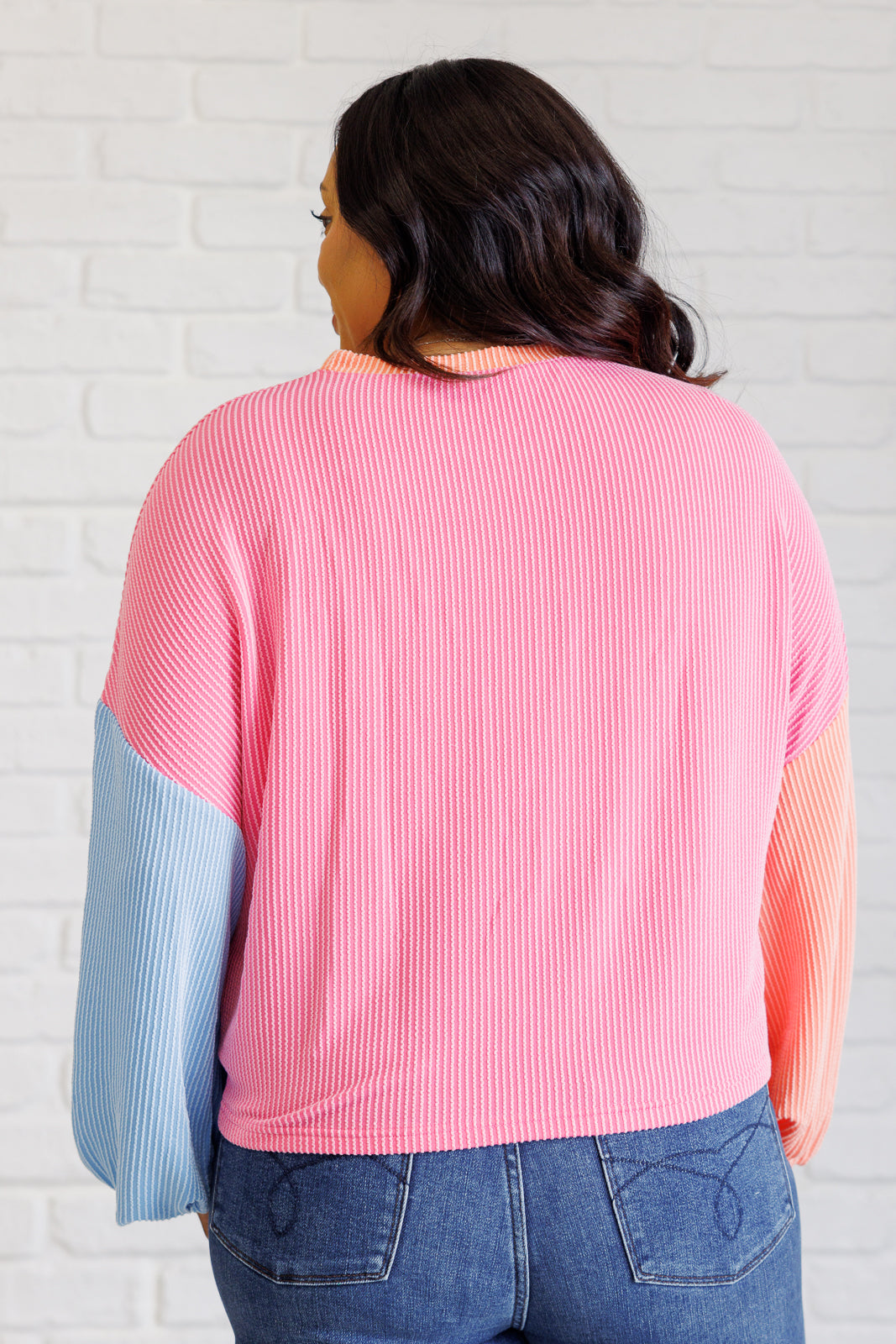 Hit Me With Your Best Shot Colorblock Top in Bright Pink-110 Long Sleeve Tops-Inspired by Justeen-Women's Clothing Boutique