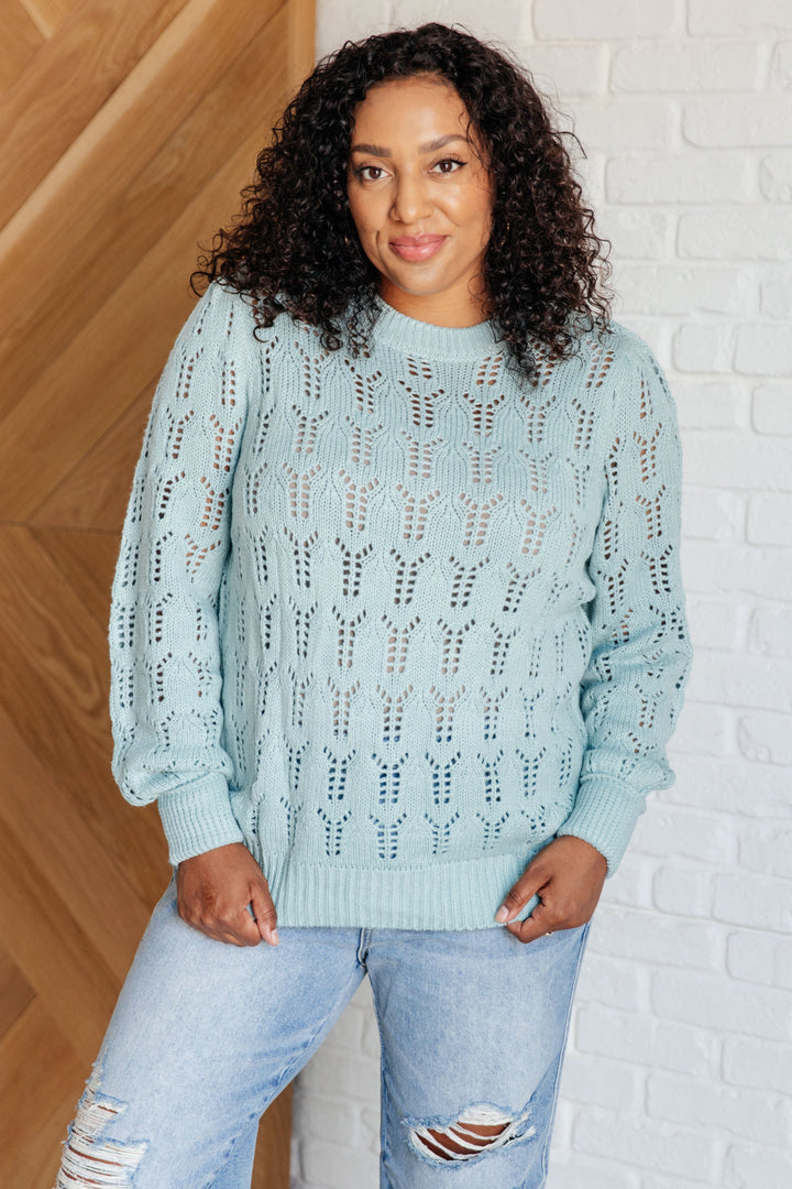 Hole In One Sheer Pointelle Knit Sweater-Sweaters/Sweatshirts-Inspired by Justeen-Women's Clothing Boutique