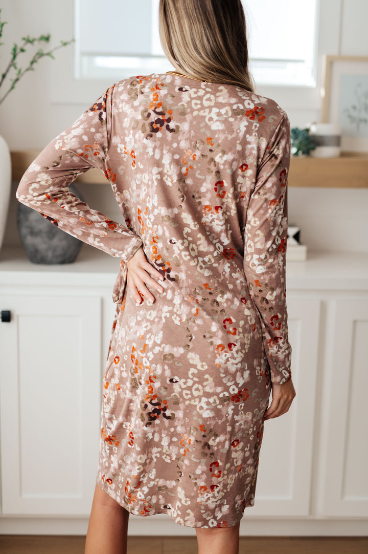 Honey Do I Ever Faux Wrap Dress in Taupe-Dresses-Inspired by Justeen-Women's Clothing Boutique