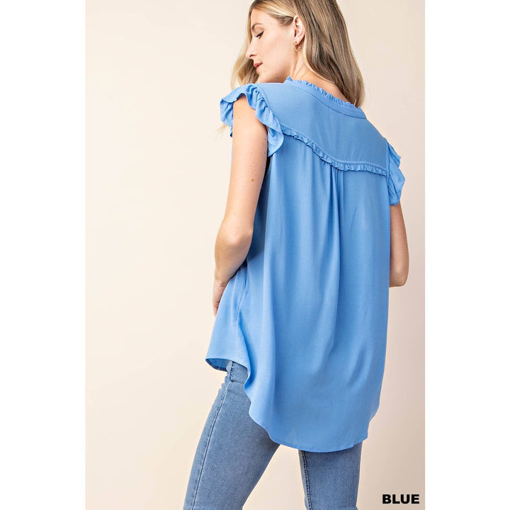 Stassi Ruffle Sleeved Top-100 Short Sleeve Tops-Inspired by Justeen-Women's Clothing Boutique in Chicago, Illinois