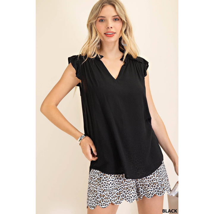 Stassi Ruffle Sleeved Top-100 Short Sleeve Tops-Inspired by Justeen-Women's Clothing Boutique in Chicago, Illinois