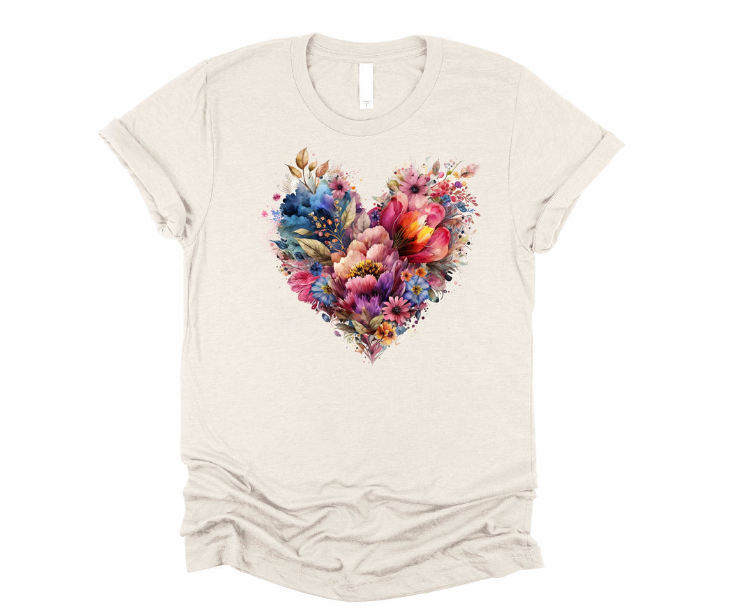 Vintage Floral Heart Graphic Tee-Short Sleeve Tops-Inspired by Justeen-Women's Clothing Boutique in Chicago, Illinois