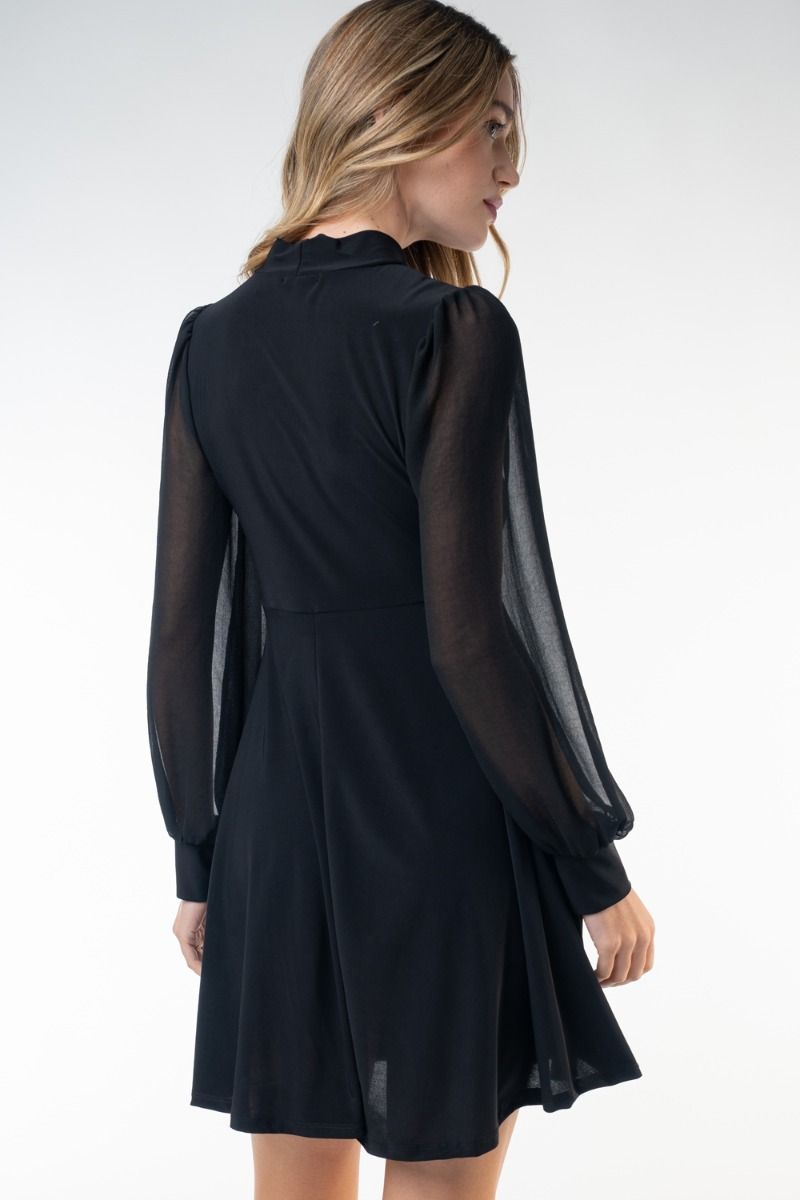 Beatrice Sheer Sleeved Pocket Dress-Dresses-Inspired by Justeen-Women's Clothing Boutique in Chicago, Illinois