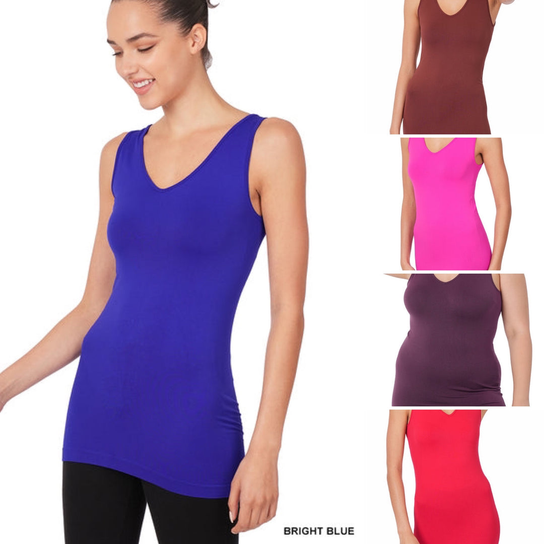 Everyday V-neck Seamless Tank Top-Tank Tops-Inspired by Justeen-Women's Clothing Boutique in Chicago, Illinois