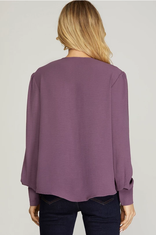 Kila Long Sleeve Surplice Top, Misty Purple-Long Sleeve Tops-Inspired by Justeen-Women's Clothing Boutique in Chicago, Illinois
