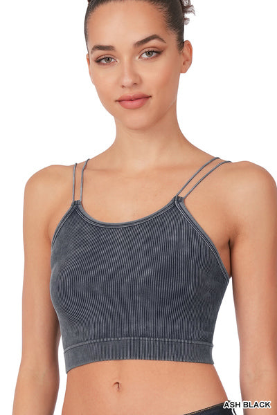 Pat Washed Ribbed Seamless Strap Brami-Tank Tops-Inspired by Justeen-Women's Clothing Boutique in Chicago, Illinois