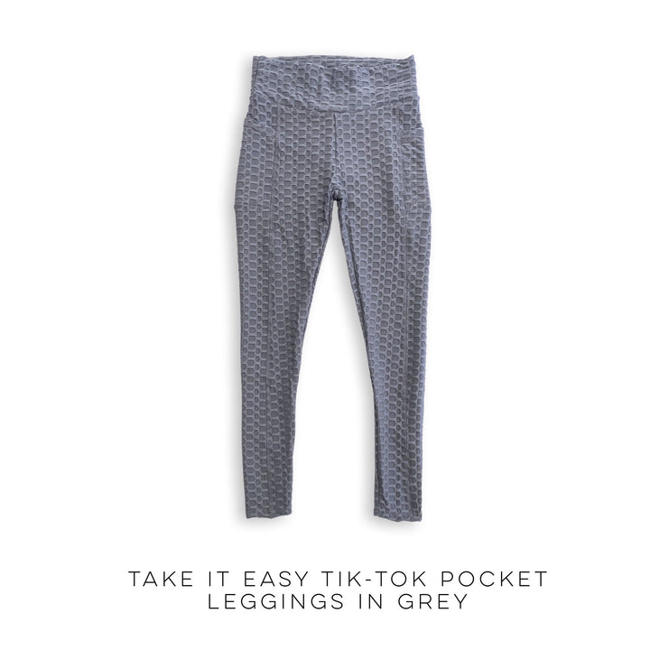 Take It Easy Tik-Tok Pocket Leggings in Grey-White Birch-Inspired by Justeen-Women's Clothing Boutique