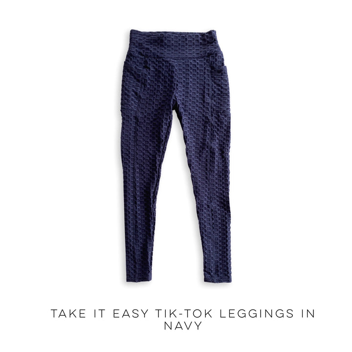 Take It Easy Tik-Tok Pocket Leggings in Navy-White Birch-Inspired by Justeen-Women's Clothing Boutique