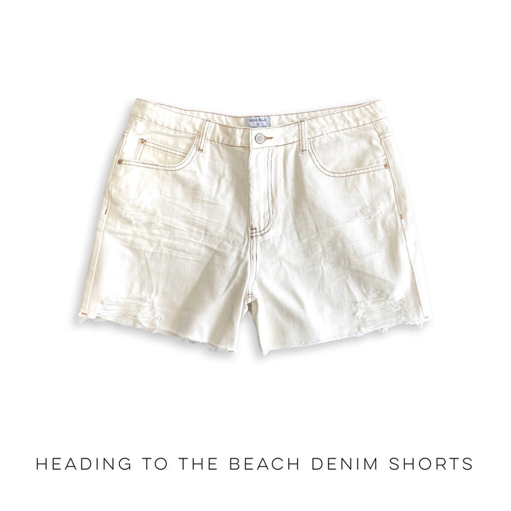 Heading to the Beach Denim Shorts-White Birch-Inspired by Justeen-Women's Clothing Boutique