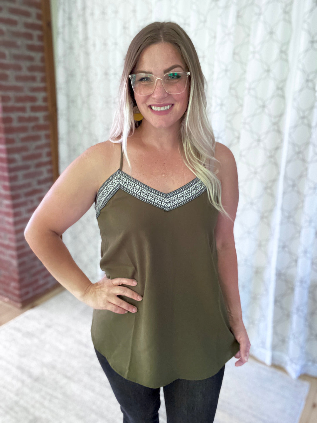 Give it My All Cami in Olive-Ninexis-Inspired by Justeen-Women's Clothing Boutique in Chicago, Illinois