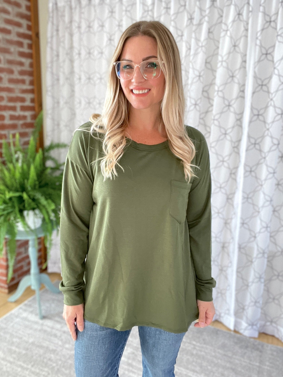 Pocket of Love Top in Olive-Sew in Love-Inspired by Justeen-Women's Clothing Boutique