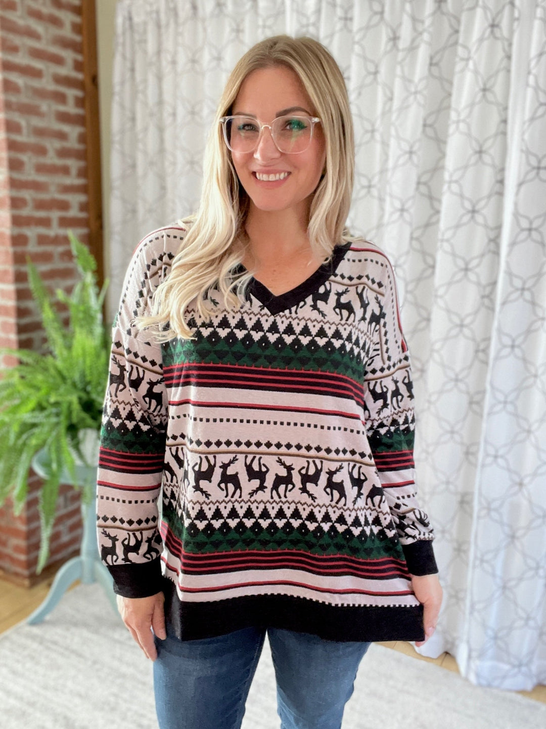 Reindeer on the Rooftop Sweater-Sew in Love-Inspired by Justeen-Women's Clothing Boutique