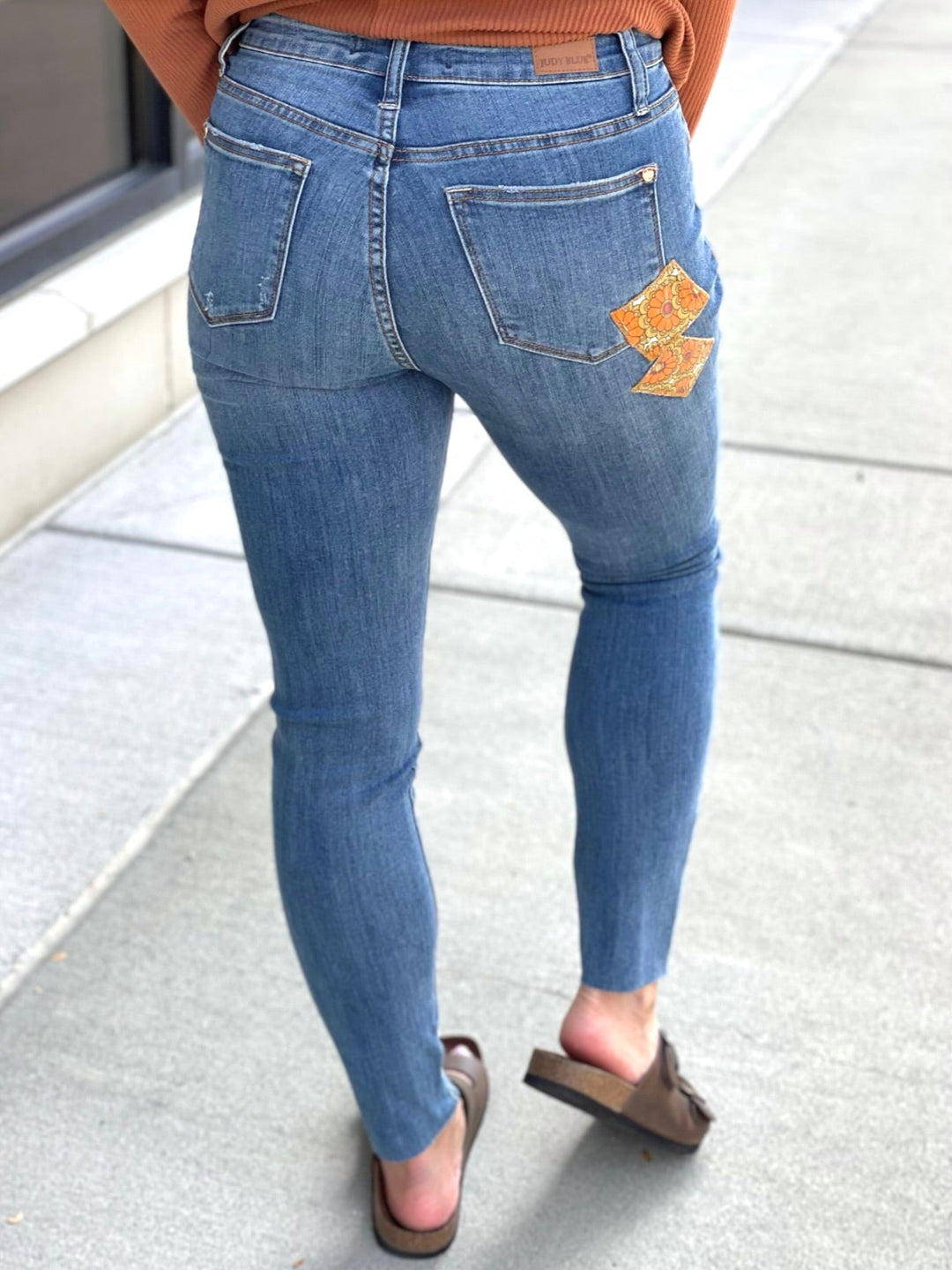 Retro Vibes Judy Blue Patch Skinny Jeans-judy blue-Inspired by Justeen-Women's Clothing Boutique