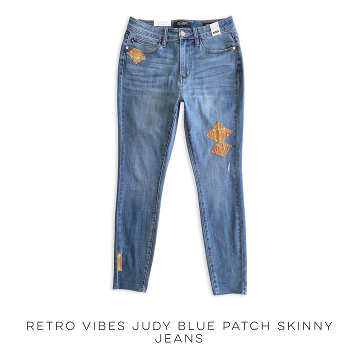 Retro Vibes Judy Blue Patch Skinny Jeans-judy blue-Inspired by Justeen-Women's Clothing Boutique