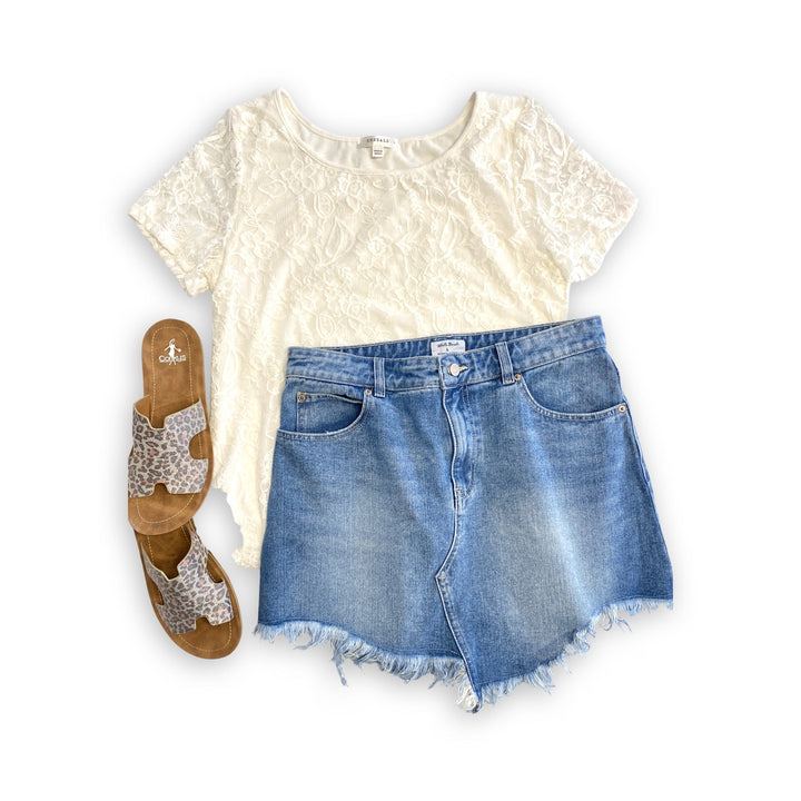 In the Summertime Denim Skirt-White Birch-Inspired by Justeen-Women's Clothing Boutique