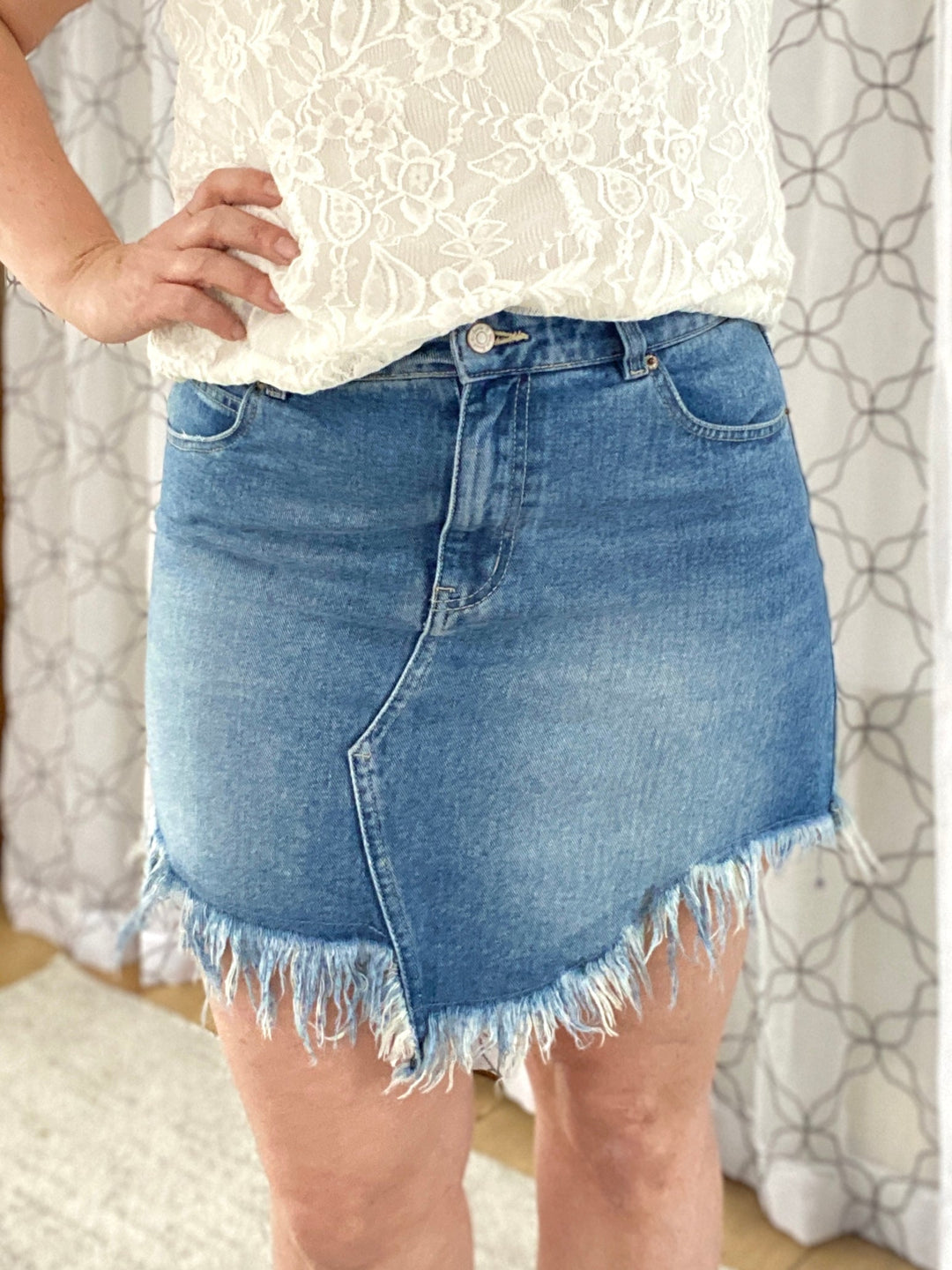 In the Summertime Denim Skirt-White Birch-Inspired by Justeen-Women's Clothing Boutique