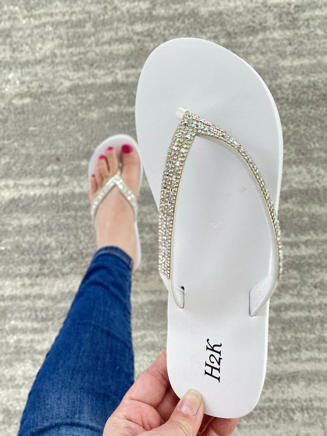 The Summertime Flip Flops in White-H2K-Inspired by Justeen-Women's Clothing Boutique in Chicago, Illinois