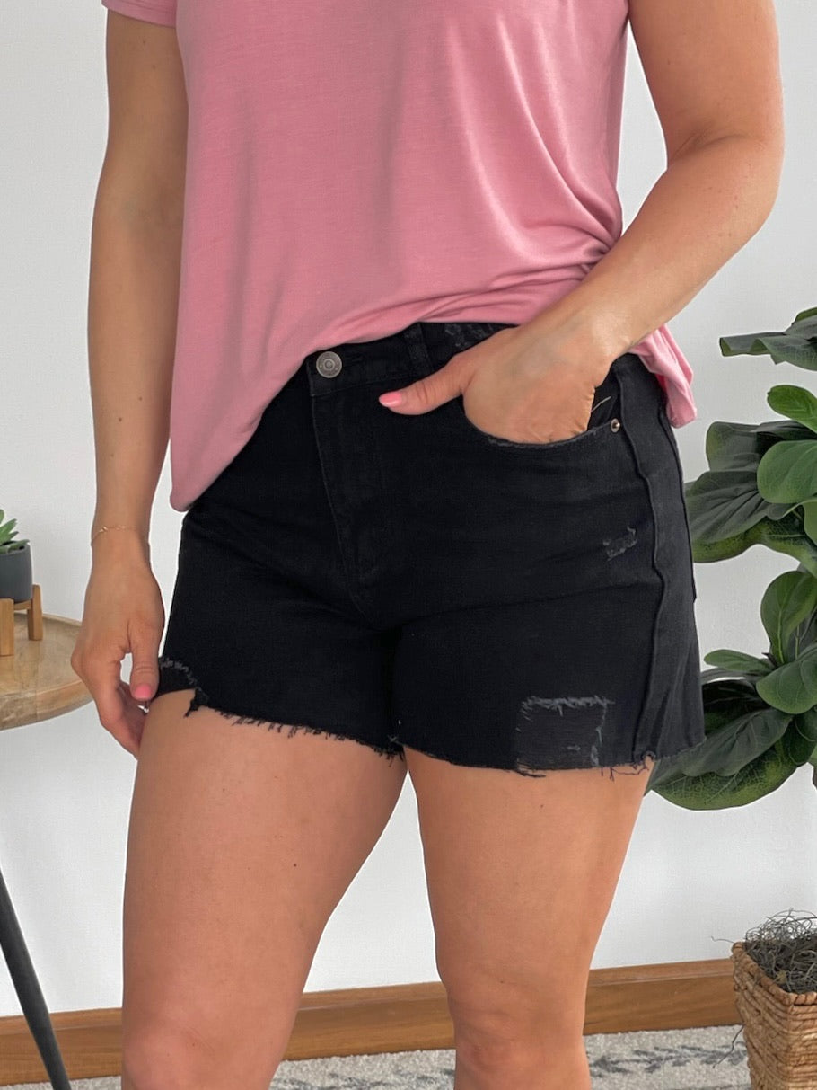 Think About It Black Denim Shorts-White Birch-Inspired by Justeen-Women's Clothing Boutique