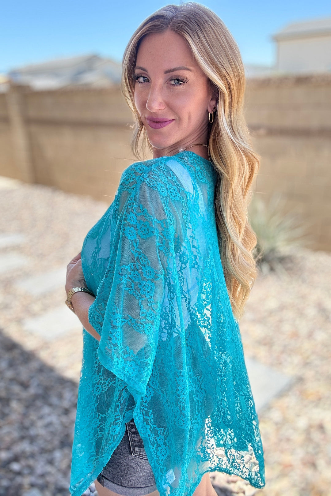 Good Days Ahead Lace Kimono In Teal-Cardigans + Kimonos-Inspired by Justeen-Women's Clothing Boutique