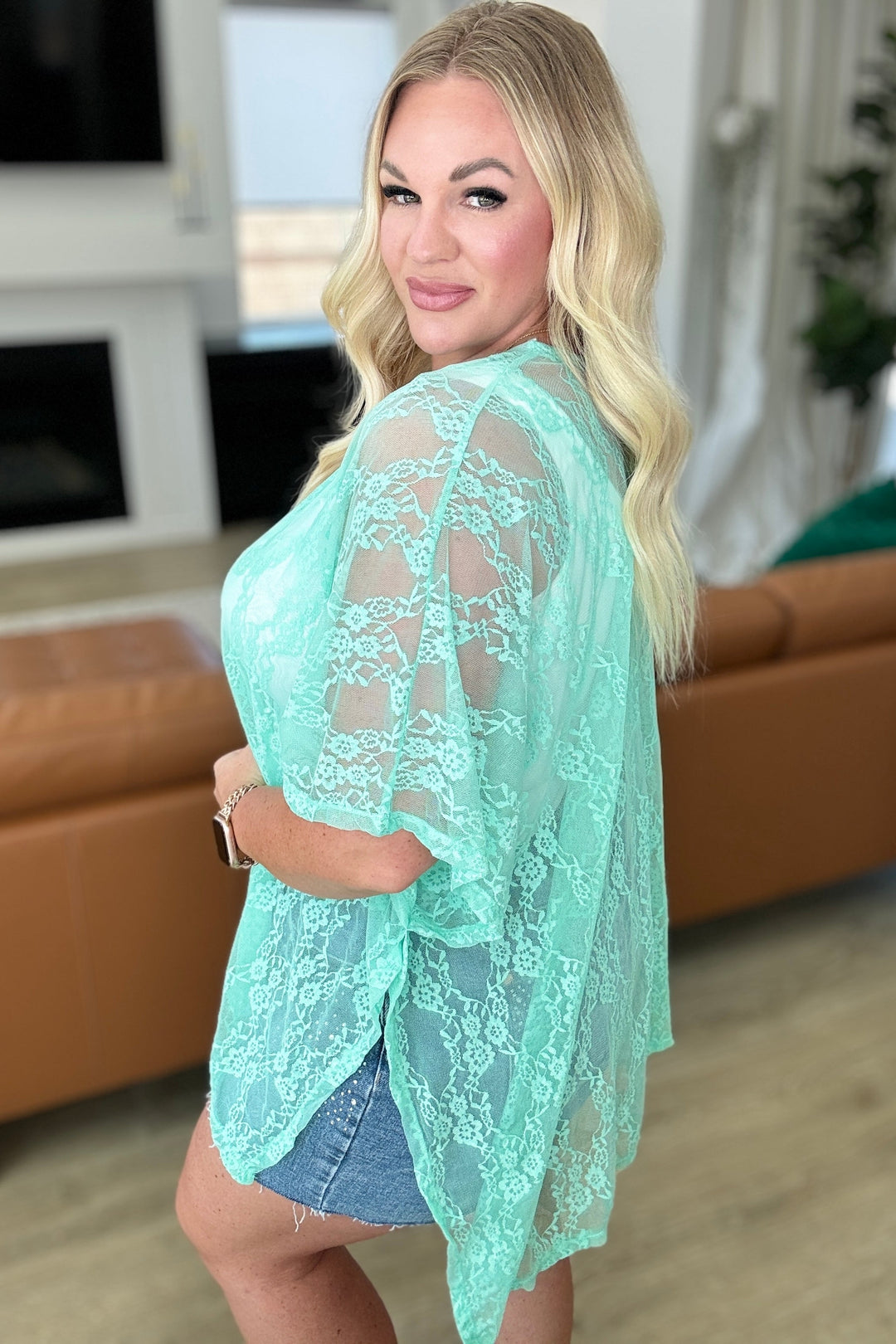 Good Days Ahead Lace Kimono In Mint-Cardigans + Kimonos-Inspired by Justeen-Women's Clothing Boutique