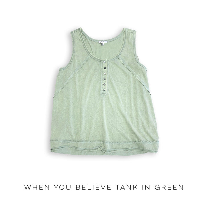 When you Believe Tank in Green-White Birch-Inspired by Justeen-Women's Clothing Boutique