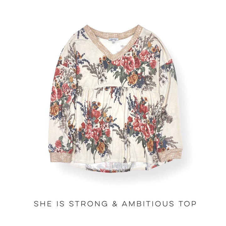 She is Strong & Ambitious Top-White Birch-Inspired by Justeen-Women's Clothing Boutique